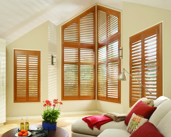 Angled window shutters