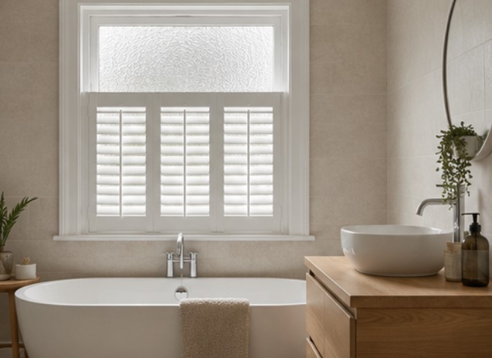 cafe style shutters for bathroom
